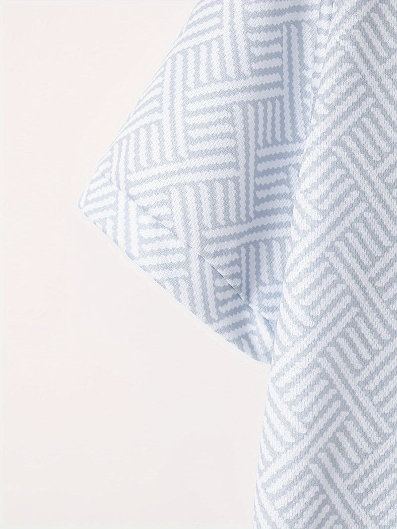 Mens 2Pcs Casual Summer Set - Breezy Short Sleeve Shirt with Matching Drawstring Shorts - Ideal for Vacation & Workout