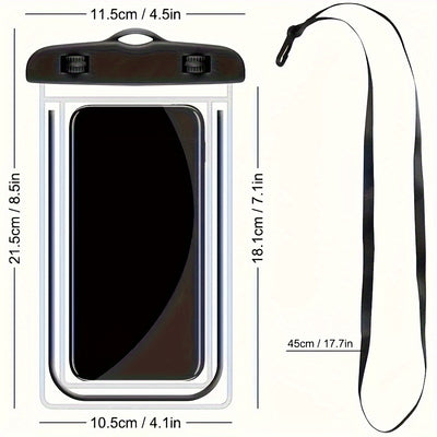 Glow-in-the-Dark Waterproof Phone Pouch for Swimming and Diving - Universal Sealed Dry Bag for Mobile Phones