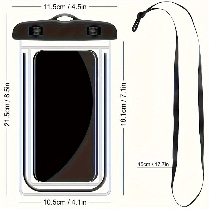 Glow-in-the-Dark Waterproof Phone Pouch for Swimming and Diving - Universal Sealed Dry Bag for Mobile Phones