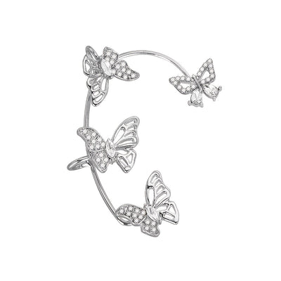 Women'S Elegant Butterfly Ear Cuffs - No-Piercing Ear Hooks, Synthetic Gemstone Accents, Everyday & Formal Jewelry for Parties, Weddings, Everyday Outfits - Non-Piercing Ear Clips for Sensitive Light Beige, Party Accessories,