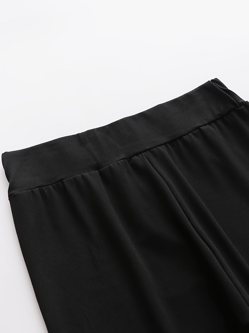 Rhinestone Skinny Pants, Casual Elastic Waist Every Day Pants, Women&