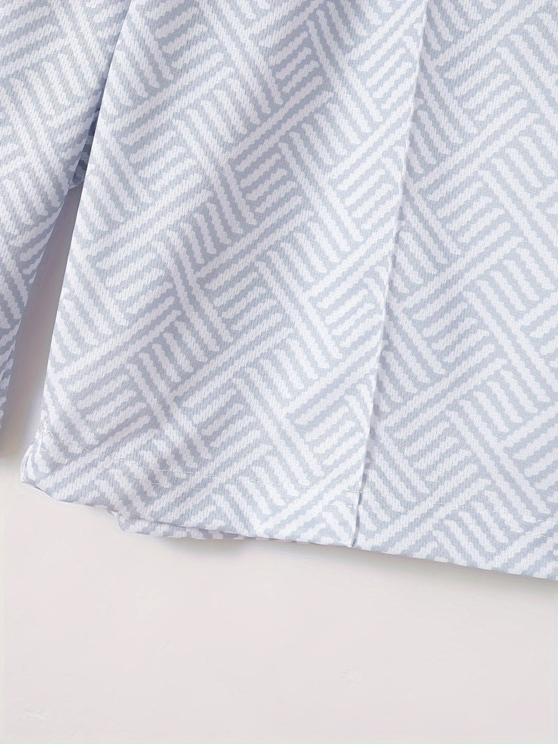 Mens 2Pcs Casual Summer Set - Breezy Short Sleeve Shirt with Matching Drawstring Shorts - Ideal for Vacation & Workout