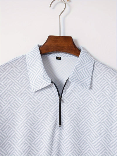 Mens 2Pcs Casual Summer Set - Breezy Short Sleeve Shirt with Matching Drawstring Shorts - Ideal for Vacation & Workout