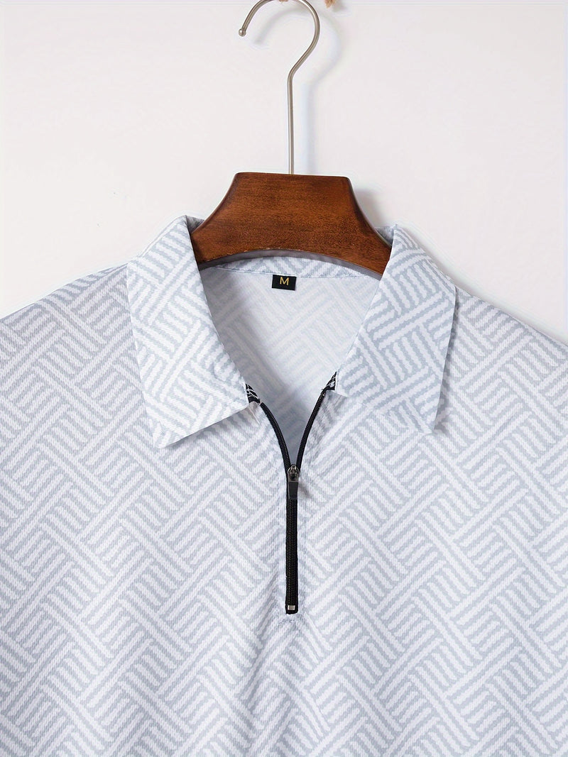 Mens 2Pcs Casual Summer Set - Breezy Short Sleeve Shirt with Matching Drawstring Shorts - Ideal for Vacation & Workout