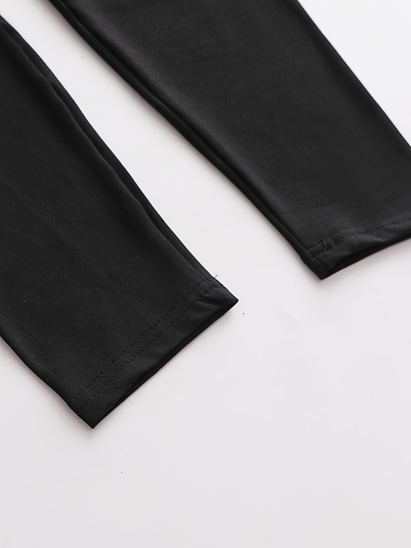 Rhinestone Skinny Pants, Casual Elastic Waist Every Day Pants, Women&