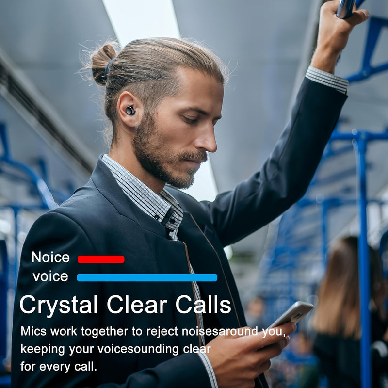 Headphones Wireless Wireless 5.3 with LED Power Display 120H In-Ear 2024 Waterproof Sports Wireless Headphones with Noise Reduction Microphone for iOS/Android Can Charge Mobile Phone Black