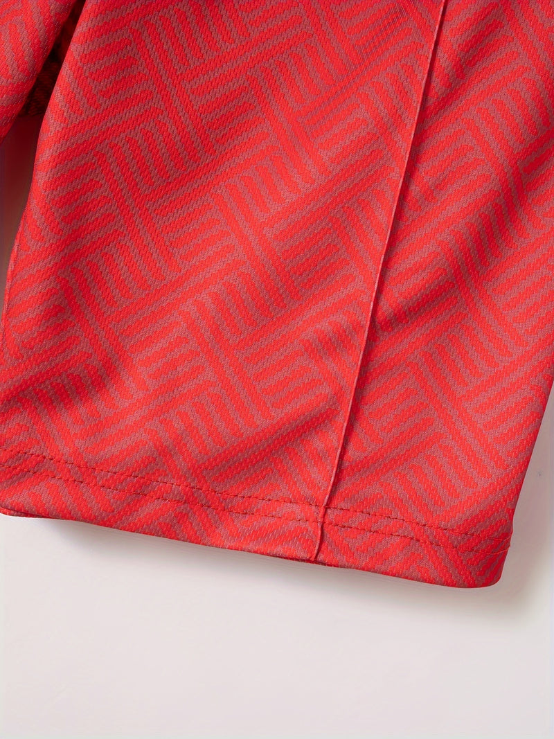 Mens 2Pcs Casual Summer Set - Breezy Short Sleeve Shirt with Matching Drawstring Shorts - Ideal for Vacation & Workout