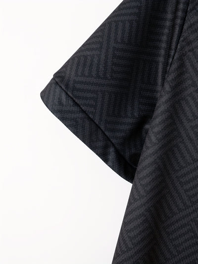 Mens 2Pcs Casual Summer Set - Breezy Short Sleeve Shirt with Matching Drawstring Shorts - Ideal for Vacation & Workout