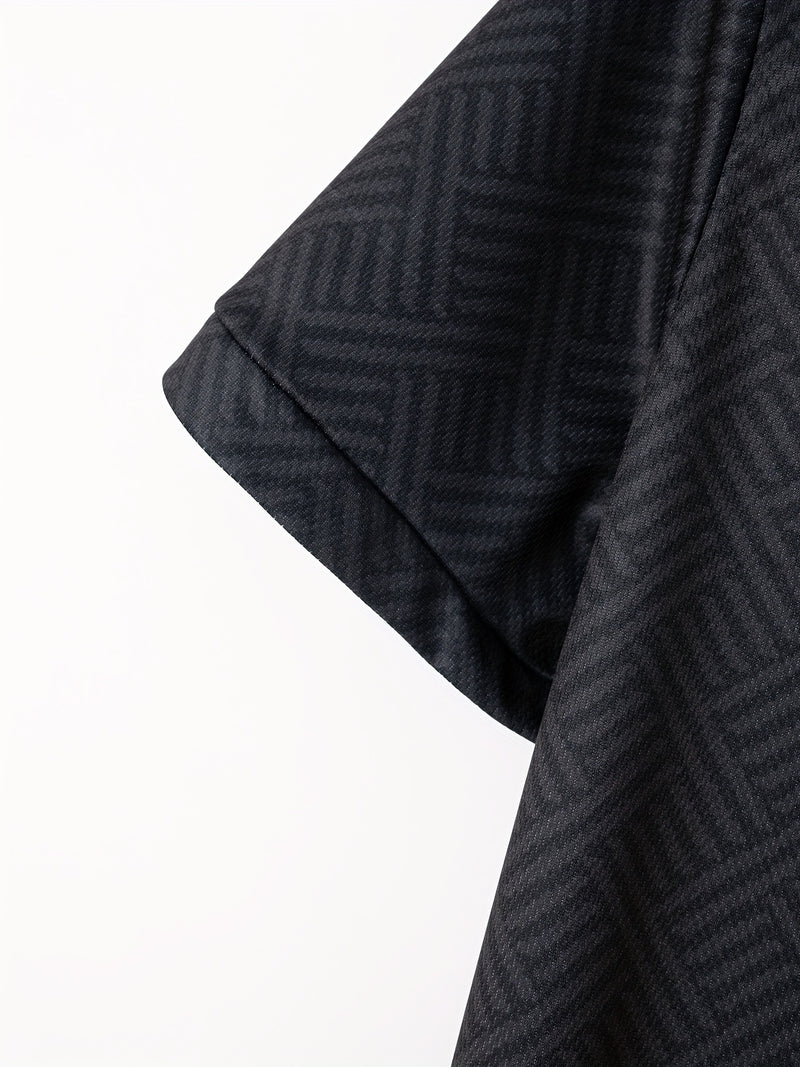 Mens 2Pcs Casual Summer Set - Breezy Short Sleeve Shirt with Matching Drawstring Shorts - Ideal for Vacation & Workout