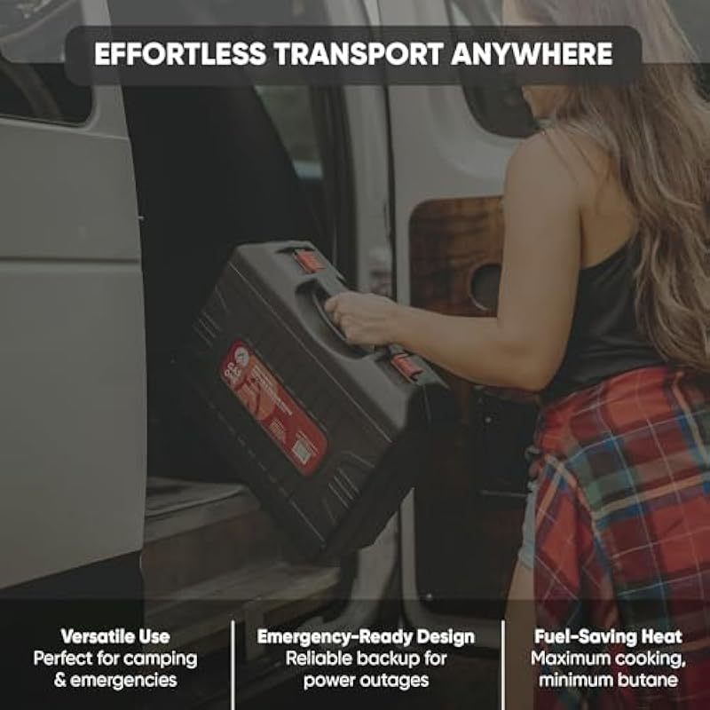 GasOne 15, 000 BTU Portable Butane Camping Stove with Case: Automatic Ignition, Precise Heat Control - Camping & Tailgating and Outdoor Cooking