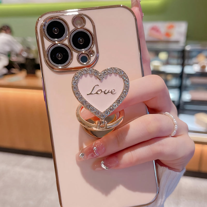 Mobile Phone Case With Electroplated Metal Folding Rotating Bracket Suitable For Iphone 7 8 XR XS 11 12 13 14 15 Pro Max Plus