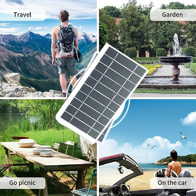 1pc Solar Portable Charging Panel Outdoor Waterproof Solar USB Charger Is Suitable For Outdoor Travel And Camping, Mobile Power, Mobile Phone Charging Bank, Flashlight, Fan