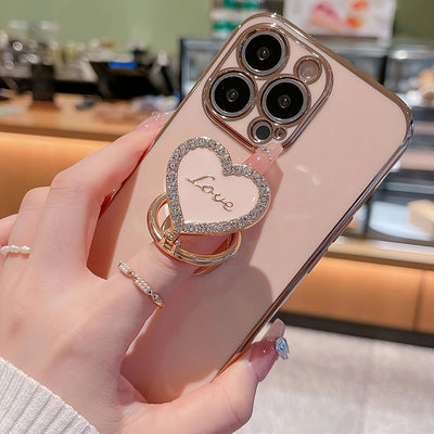 Mobile Phone Case With Electroplated Metal Folding Rotating Bracket Suitable For Iphone 7 8 XR XS 11 12 13 14 15 Pro Max Plus