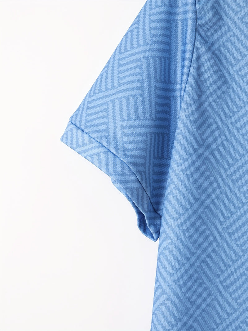 Mens 2Pcs Casual Summer Set - Breezy Short Sleeve Shirt with Matching Drawstring Shorts - Ideal for Vacation & Workout