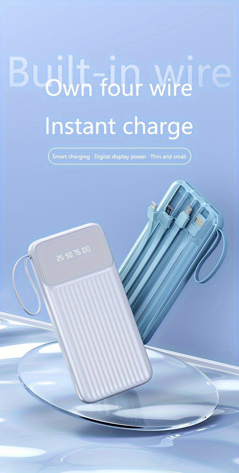 Universal Portable Phone Charger, Built-in Cable Large Capacity 20000mAh Mobile Power Supply, Easy And Fast USB Battery Pack External Phone Charger, Suitable For Samsung, IPhone, IPad, Etc