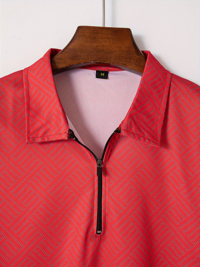 Mens 2Pcs Casual Summer Set - Breezy Short Sleeve Shirt with Matching Drawstring Shorts - Ideal for Vacation & Workout