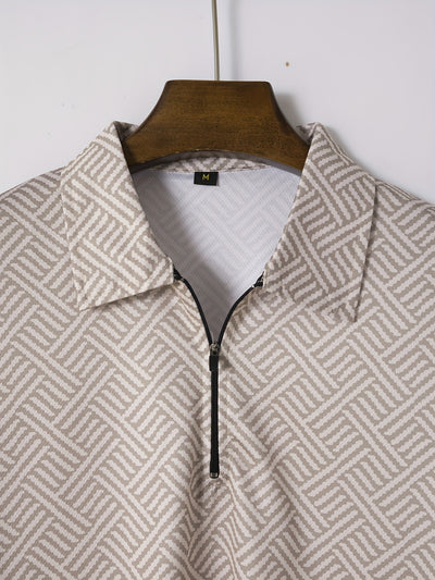 Mens 2Pcs Casual Summer Set - Breezy Short Sleeve Shirt with Matching Drawstring Shorts - Ideal for Vacation & Workout