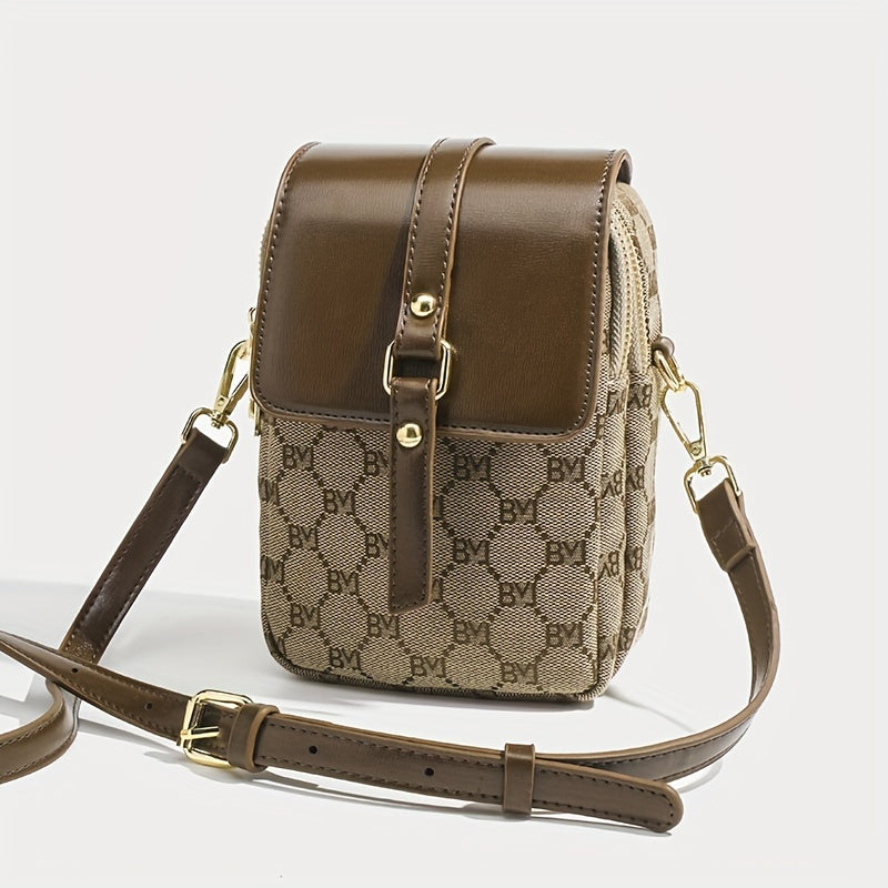 Retro Letter Pattern Crossbody Bag, Women&