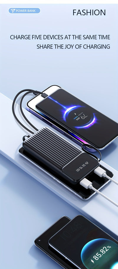 Universal Portable Phone Charger, Built-in Cable Large Capacity 20000mAh Mobile Power Supply, Easy And Fast USB Battery Pack External Phone Charger, Suitable For Samsung, IPhone, IPad, Etc