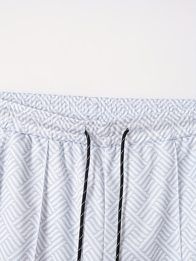 Mens 2Pcs Casual Summer Set - Breezy Short Sleeve Shirt with Matching Drawstring Shorts - Ideal for Vacation & Workout