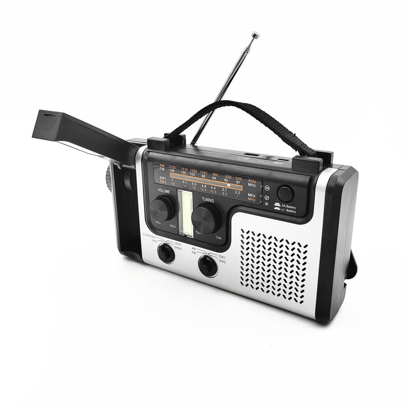 Solar Hand Crank Emergency Radio AM/FM/SW Multi-band With Flashlight, Reading Light, Siren, Mobile Phone Charging Function