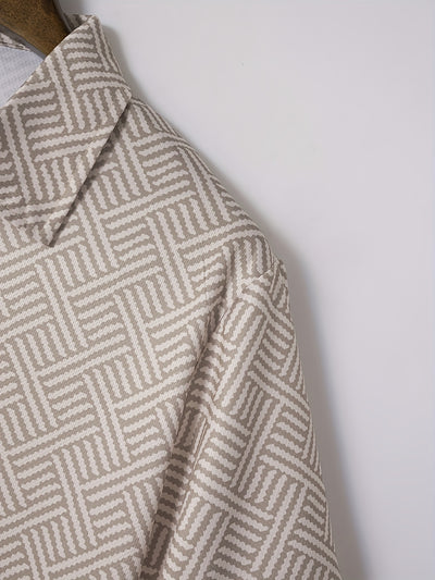 Mens 2Pcs Casual Summer Set - Breezy Short Sleeve Shirt with Matching Drawstring Shorts - Ideal for Vacation & Workout