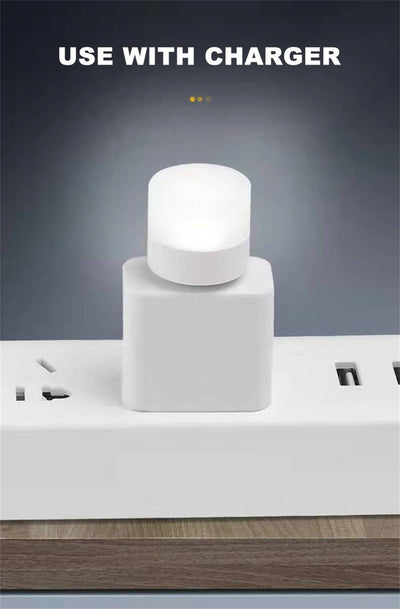 1pc Wireless Led Night Light With Usb Socket Mobile Power Charging Small Round Book Lamp Eye Protection Book Reading Bedroom Light