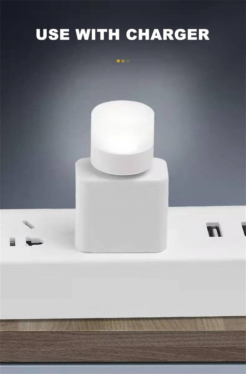 1pc Wireless Led Night Light With Usb Socket Mobile Power Charging Small Round Book Lamp Eye Protection Book Reading Bedroom Light
