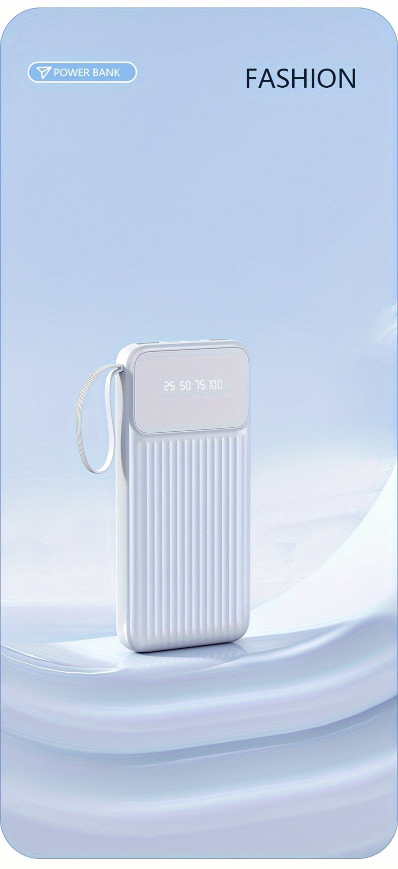 Universal Portable Phone Charger, Built-in Cable Large Capacity 20000mAh Mobile Power Supply, Easy And Fast USB Battery Pack External Phone Charger, Suitable For Samsung, IPhone, IPad, Etc