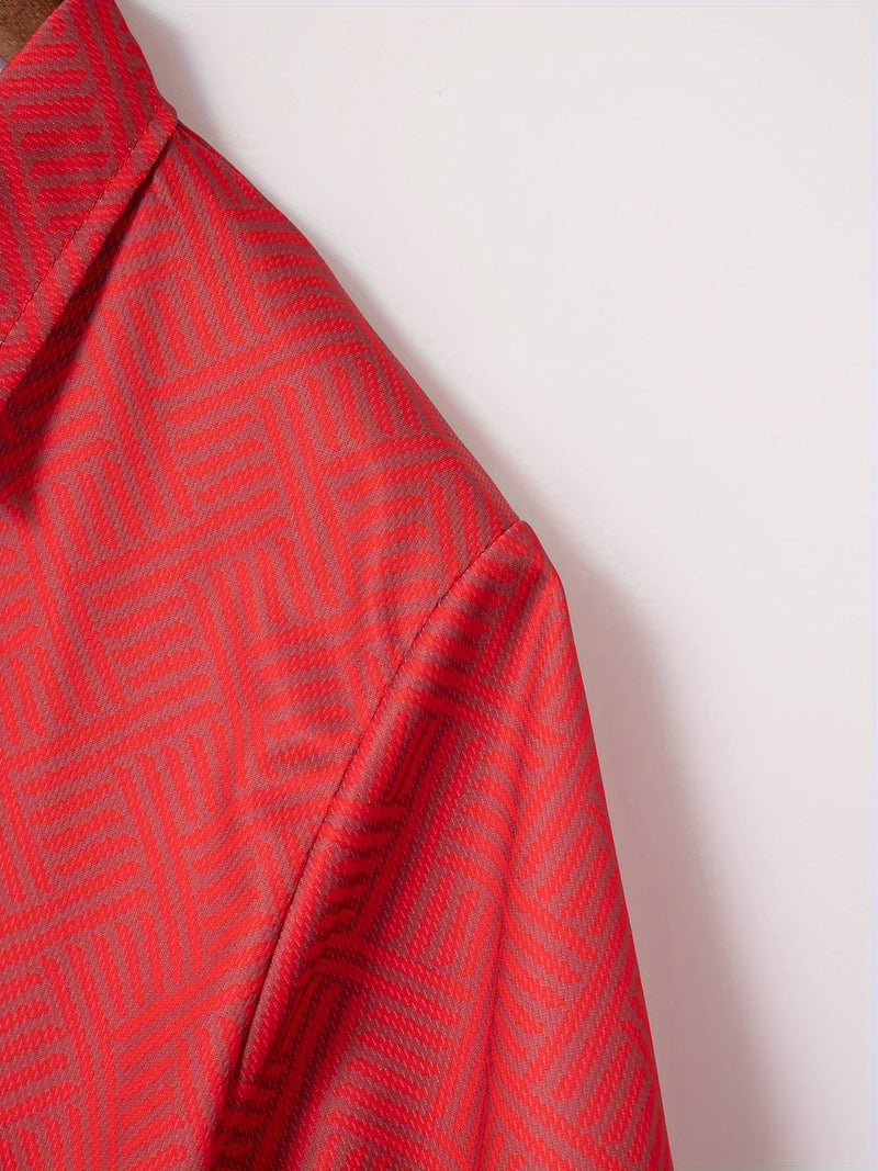 Mens 2Pcs Casual Summer Set - Breezy Short Sleeve Shirt with Matching Drawstring Shorts - Ideal for Vacation & Workout