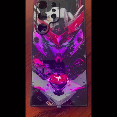 Cool Red Mecha Colorful Intelligent Voice-Controlled Luminous Mobile Phone Case Suitable for S24 Ultra/S22 Ultra/S23 Ultra/S21 Ultra/ip16promax/ip15promax/ip14promax/ip13promax Intelligent Luminous Voice-Controlled Mobile Pho