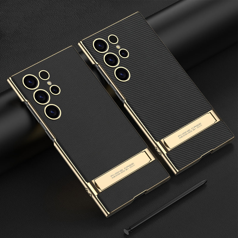 Artificial Leather Bracket Mobile Phone Case Protective Case For Samsung S24Ultra