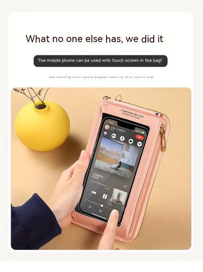 Touch Screen Mobile Phone Bag Female Cross Bag Anti-theft Multi-functional Shoulder Transparent Mini Small Bag Purse Mobile Phone Bag, Mommy Bag, Christmas, Halloween, Thanksgiving Day Gift