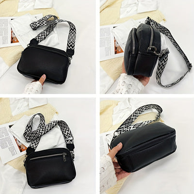 New Women's Small Square Bag, Versatile PU Travel Wallet Mobile Phone Bag, Casual Solid Color Small Handbag
