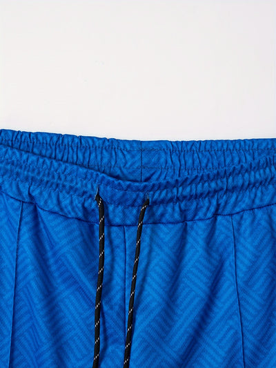 Mens 2Pcs Casual Summer Set - Breezy Short Sleeve Shirt with Matching Drawstring Shorts - Ideal for Vacation & Workout