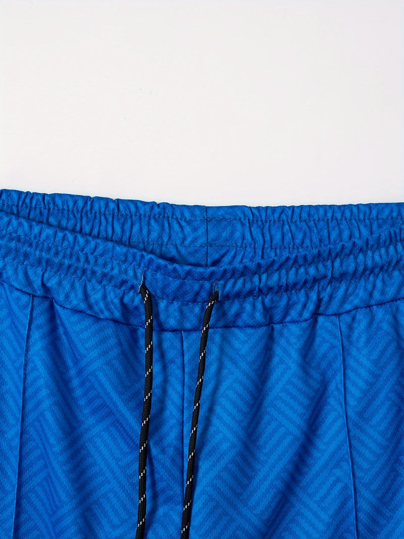 Mens 2Pcs Casual Summer Set - Breezy Short Sleeve Shirt with Matching Drawstring Shorts - Ideal for Vacation & Workout