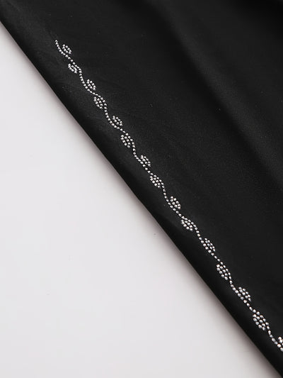 Rhinestone Skinny Pants, Casual Elastic Waist Every Day Pants, Women's Clothing