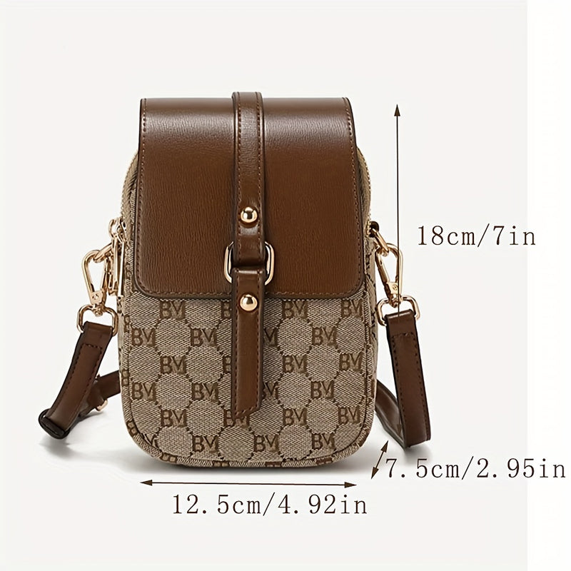 Retro Letter Pattern Crossbody Bag, Women&