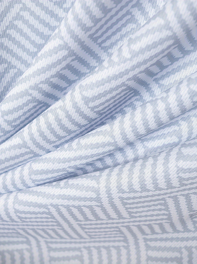 Mens 2Pcs Casual Summer Set - Breezy Short Sleeve Shirt with Matching Drawstring Shorts - Ideal for Vacation & Workout