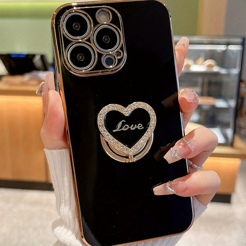 Mobile Phone Case With Electroplated Metal Folding Rotating Bracket Suitable For Iphone 7 8 XR XS 11 12 13 14 15 Pro Max Plus