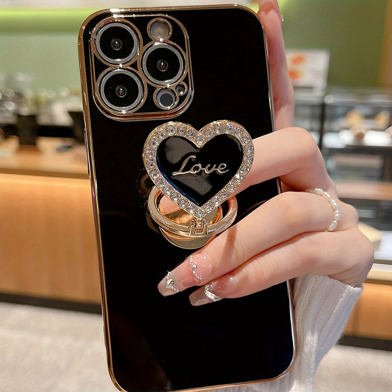 Mobile Phone Case With Electroplated Metal Folding Rotating Bracket Suitable For Iphone 7 8 XR XS 11 12 13 14 15 Pro Max Plus