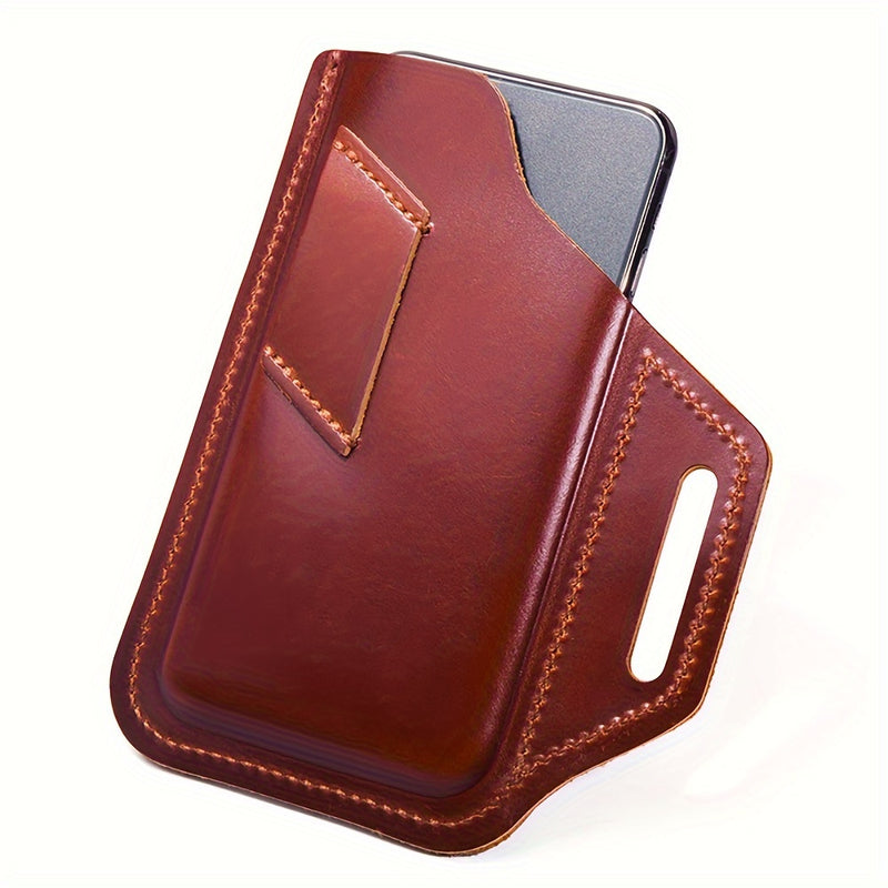 Premium Genuine Leather Retro Phone Pouch - Ultra-Slim, Hands-Free, Belt Hanging - Durable & Stylish Outdoor Mobile Phone Bag with Anti-Theft Design