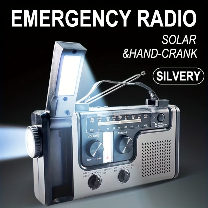 Solar Hand Crank Emergency Radio AM/FM/SW Multi-band With Flashlight, Reading Light, Siren, Mobile Phone Charging Function