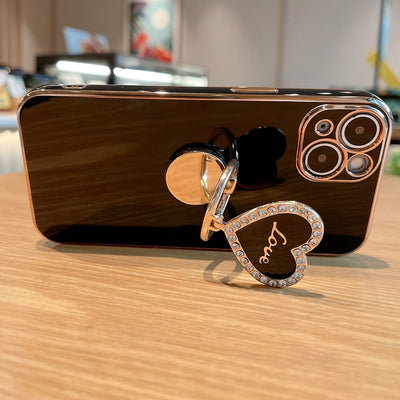 Mobile Phone Case With Electroplated Metal Folding Rotating Bracket Suitable For Iphone 7 8 XR XS 11 12 13 14 15 Pro Max Plus