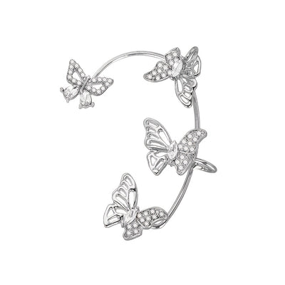 Women'S Elegant Butterfly Ear Cuffs - No-Piercing Ear Hooks, Synthetic Gemstone Accents, Everyday & Formal Jewelry for Parties, Weddings, Everyday Outfits - Non-Piercing Ear Clips for Sensitive Light Beige, Party Accessories,