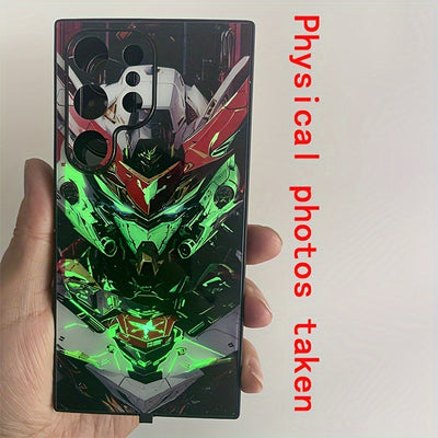 Cool Red Mecha Colorful Intelligent Voice-Controlled Luminous Mobile Phone Case Suitable for S24 Ultra/S22 Ultra/S23 Ultra/S21 Ultra/ip16promax/ip15promax/ip14promax/ip13promax Intelligent Luminous Voice-Controlled Mobile Pho