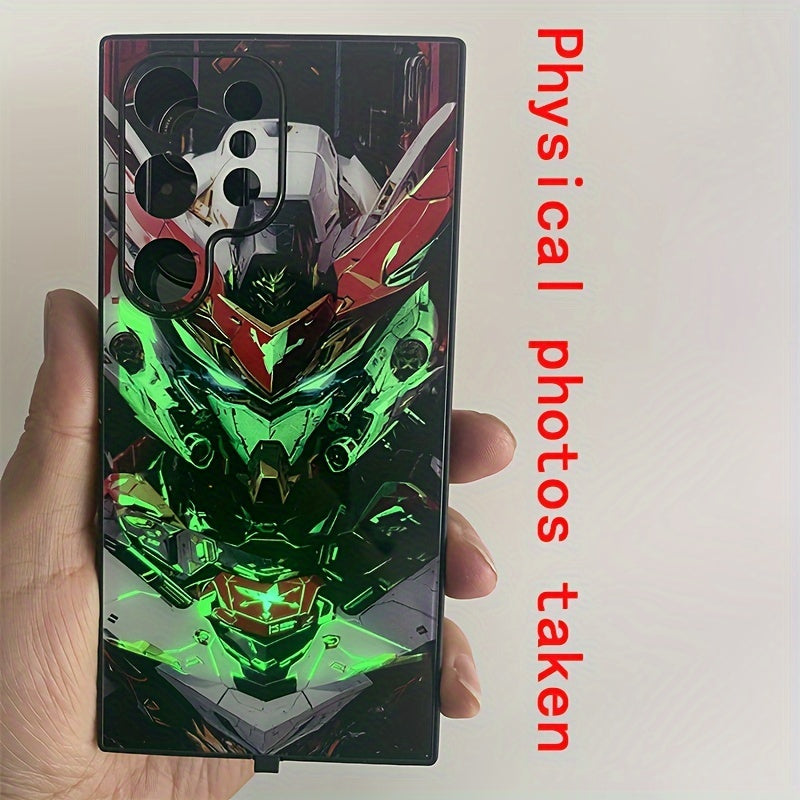 Cool Red Mecha Colorful Intelligent Voice-Controlled Luminous Mobile Phone Case Suitable for S24 Ultra/S22 Ultra/S23 Ultra/S21 Ultra/ip16promax/ip15promax/ip14promax/ip13promax Intelligent Luminous Voice-Controlled Mobile Pho