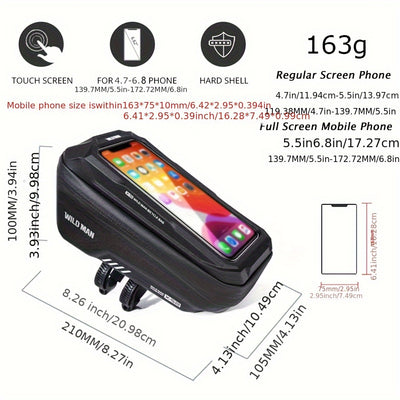 WILD for Man Bike Bag Front Handlebar Bag 6.8inch Mobile Phone Case Bicycle Top Tube Bag Cycling Accessories