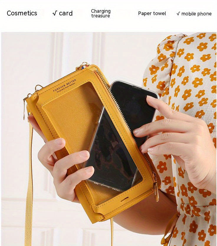 Touch Screen Mobile Phone Bag Female Cross Bag Anti-theft Multi-functional Shoulder Transparent Mini Small Bag Purse Mobile Phone Bag, Mommy Bag, Christmas, Halloween, Thanksgiving Day Gift